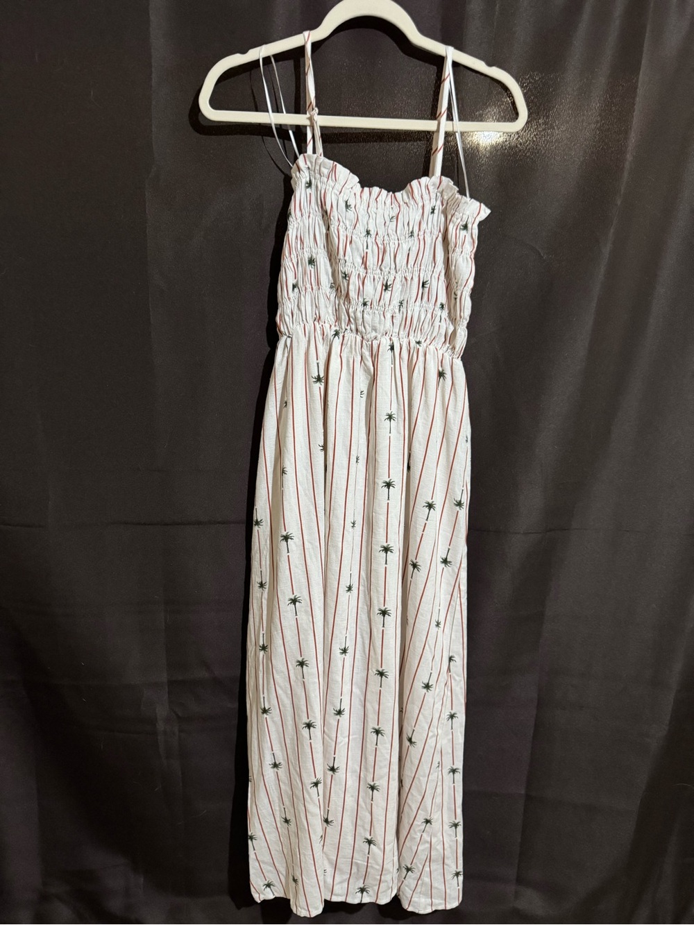 Gilli Off White Amryn Maxi Dress with Red Stripes and Green Palm Print